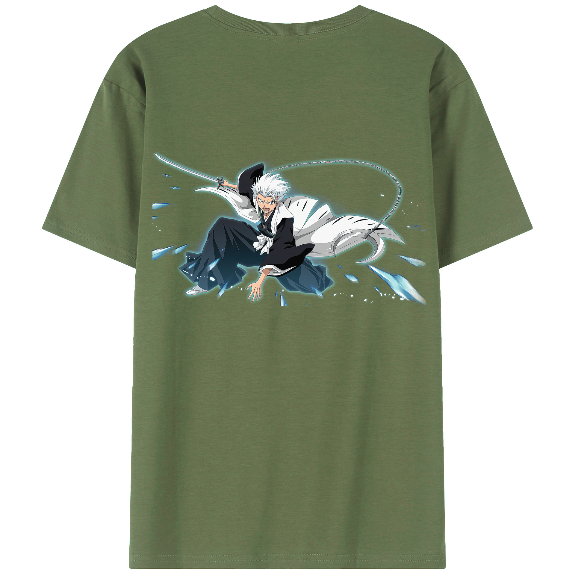 （画像用） ブリーチ 日番谷冬獅郎（ひつがや とうしろう） BLEACH Hitsugaya Toushirou 綿100％ メンズ半袖Tシャツ（バックプリント） 通気性